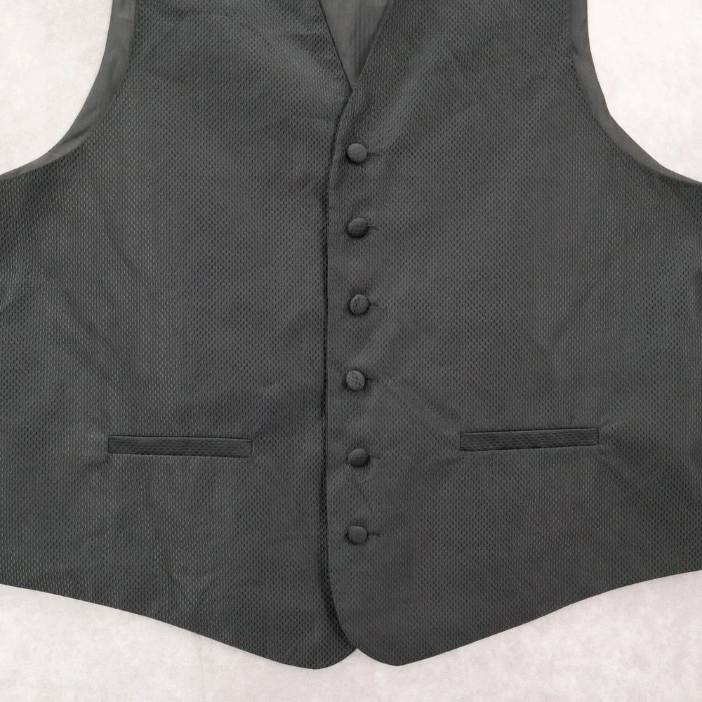 Bruno‎ Piattelli Black Checker 6 Button Waistcoat Tuxedo Formal Suit Vest 46R L
